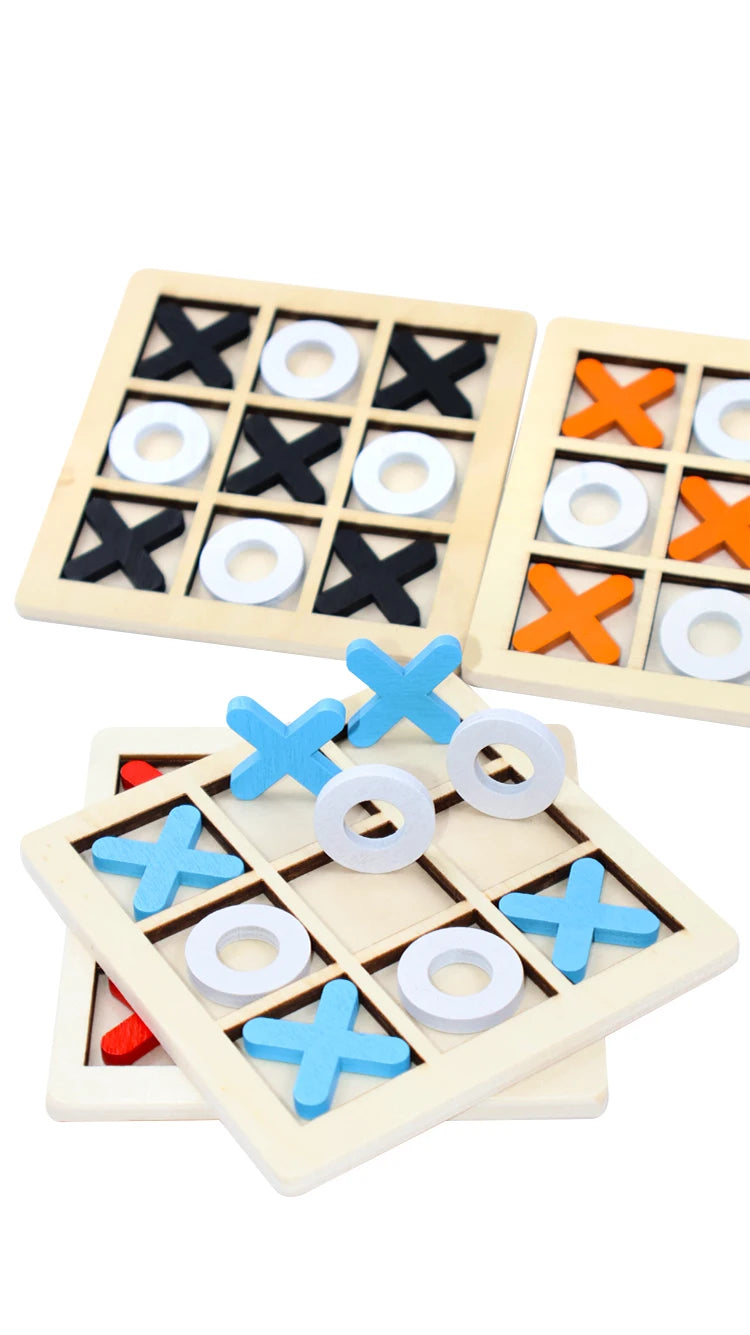 Wooden Push and Shove Tic Tac Toe Strategy Game