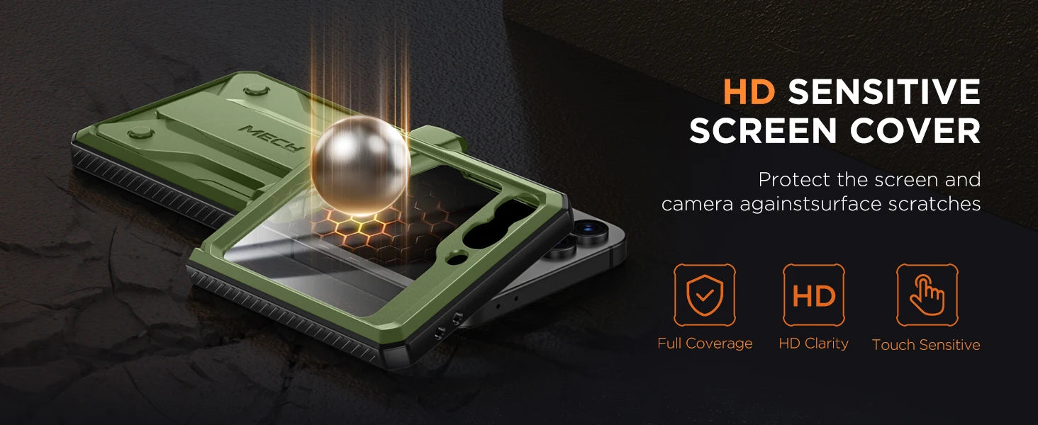 for Z Flip 6 Case with Kickstand Belt-Clip Hinge Protection Cover Screen Protector Military Grade Shockproof Phone Case