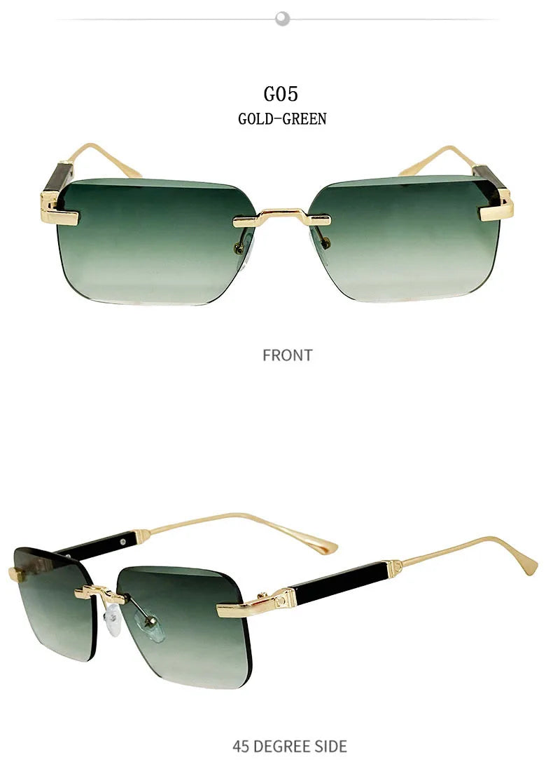 Rimless Square Sunglasses With UV400 Protection