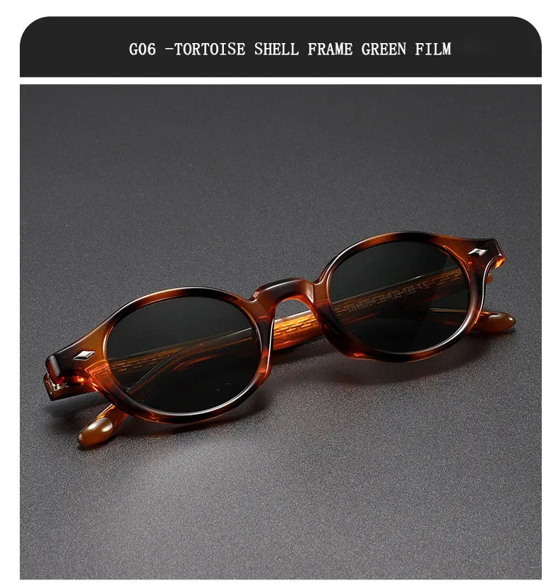 Vintage Oval Acetate Sunglasses With UV400 Protection