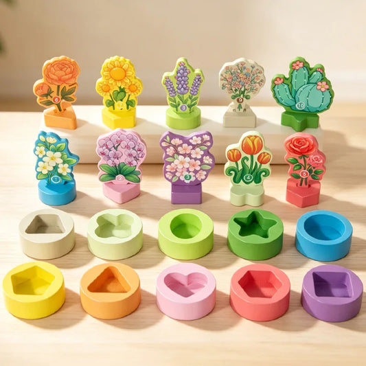 Wooden Flower Shape Colour and Number Matching Puzzle