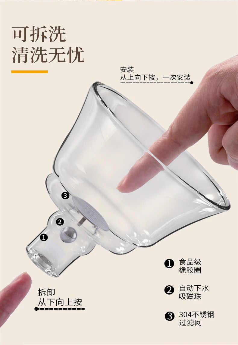 Glass Kung Fu Tea Set with Magnetic Suction Teapot and Tea Cups 900ml