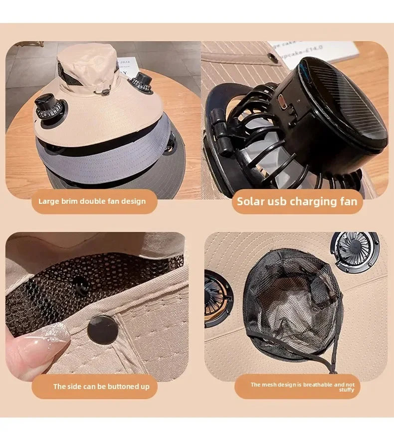 USB Cooling Fan Baseball Cap With Adjustable Fan