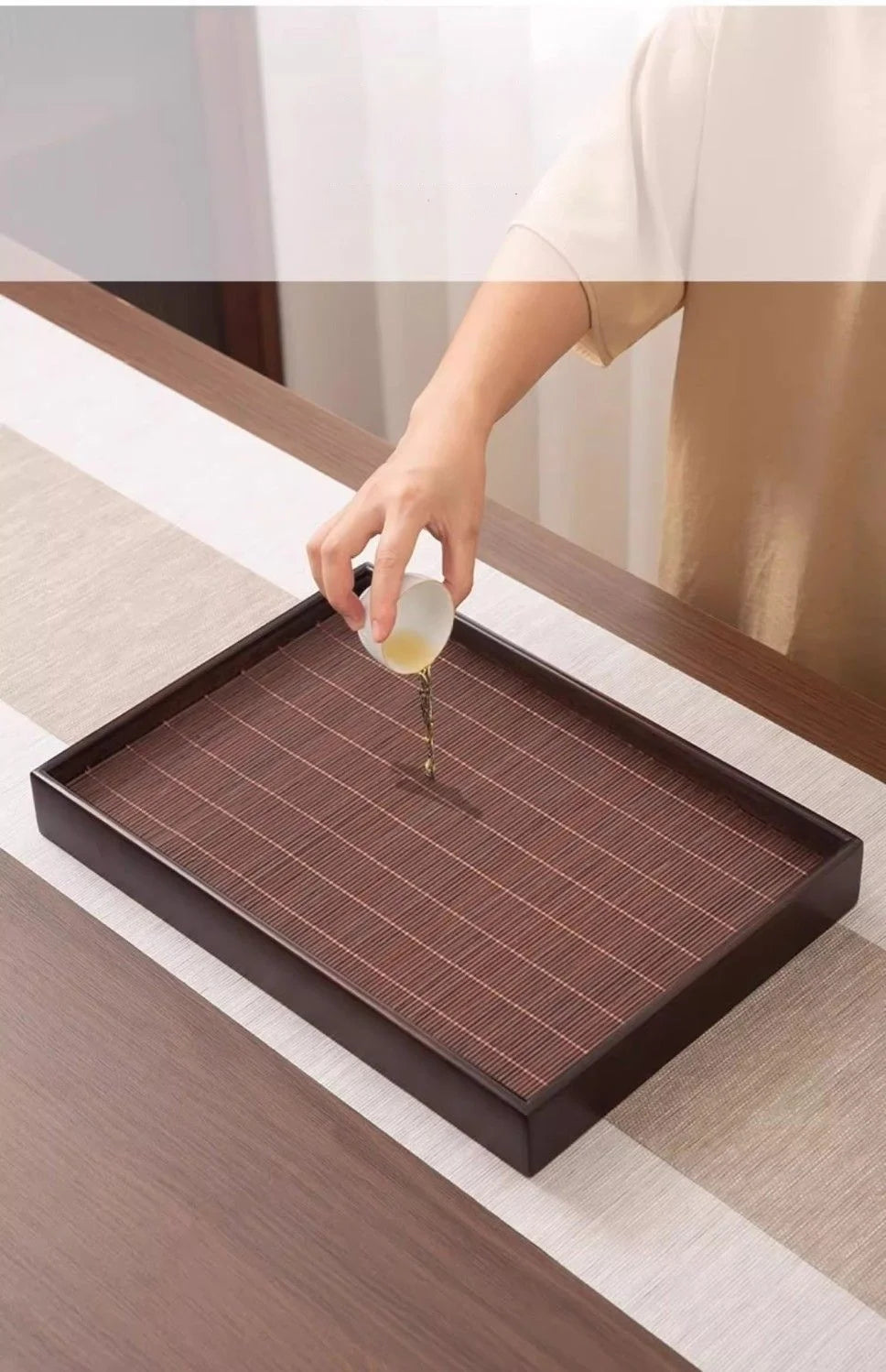 Home And Kitchen Tea Tray Portable Dishes For Tea Ta Kawi Bamboo Rectangle Wooden Tray For Chaban Tea Table Serving Trays