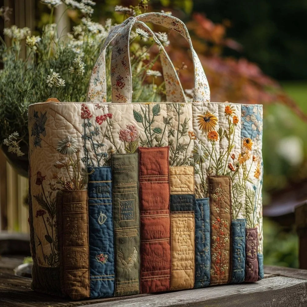 Vintage Quilted Canvas Tote Bag Large Capacity 3D Printed Shoulder Handbag