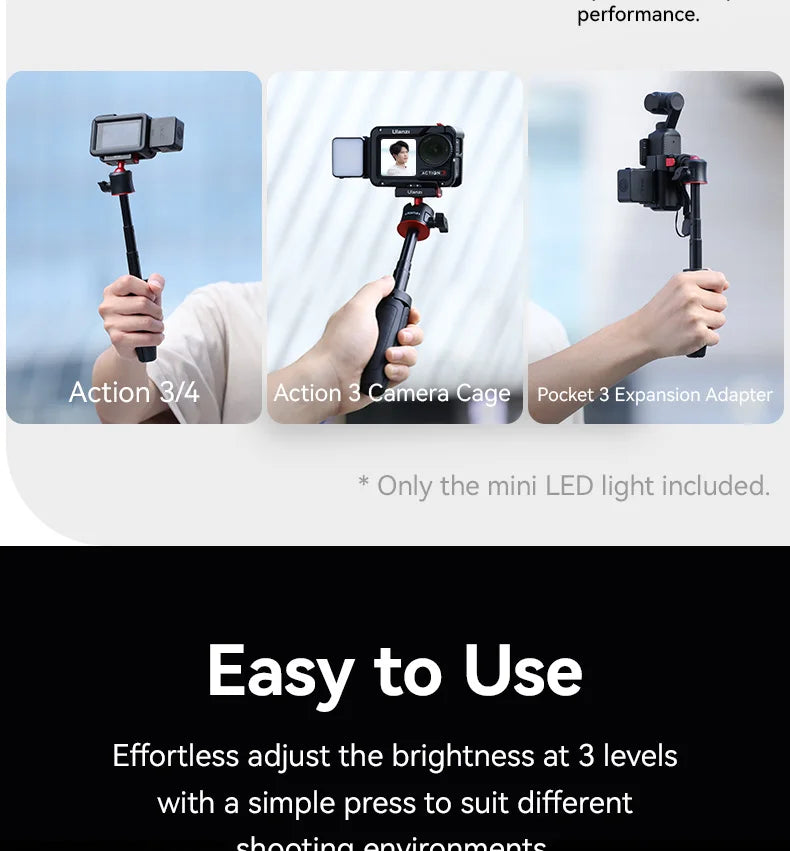 IPX5 Waterproof LED Video Fill Light, Magnetic Mini Light for DJI Osmo Action 5/4/3 & Pocket 3