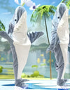 Cartoon Shark Blanket Hoodie Women Kigurumi Playsuit Kids Parents Hooded Warm Flannel Funny Homewear Shark Onesie Sleeping Bag