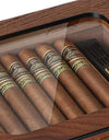 Cigar Humidor Cedar Wood Humidor Cigar Box Glass Top Desktop Humidor with Front Hygrometer Humidifier Divider Accessories Drawer