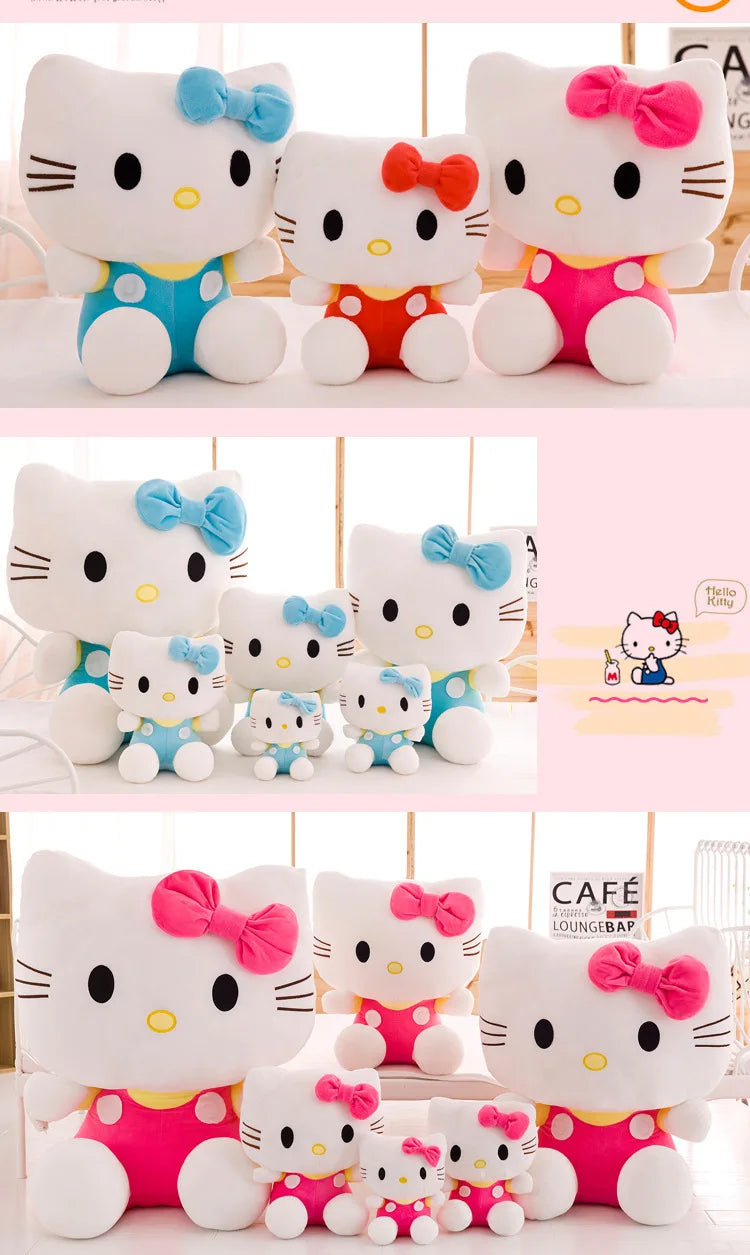 Sanrio Kawaii Hello Kitty Plush Toy KT Cat Stuffed Doll Cute Kitty Soft Toy for Kids Birthday Gift Perfect for Girls and Kids