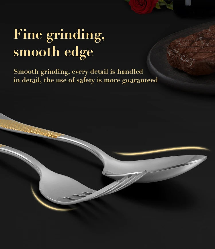 4pcs Gold Cutlery Set Stainless Steel Steak Knife Fork Spoon Luxury Dinnerware Western Dinner Set for Gift Kitchen Accessories