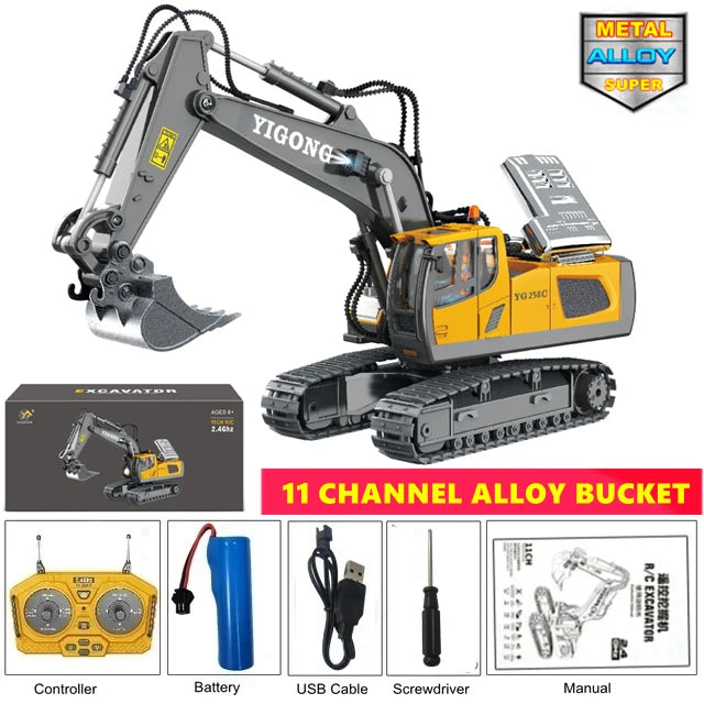 Remote Control Excavator 4x4 Alloy Dump Truck Bulldozer Radio Model RC Car Construction Vehicle Toy  Gifts