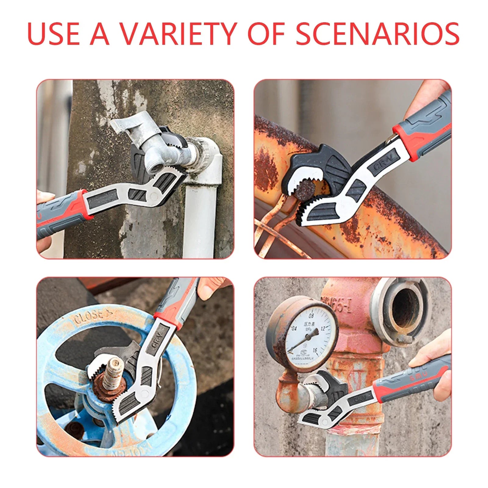 6/8/10/12 inch Self locking Wrenchs with Teeth Universal Plumber Wrench Power Grip Suitable for Various Repair Jobs tools