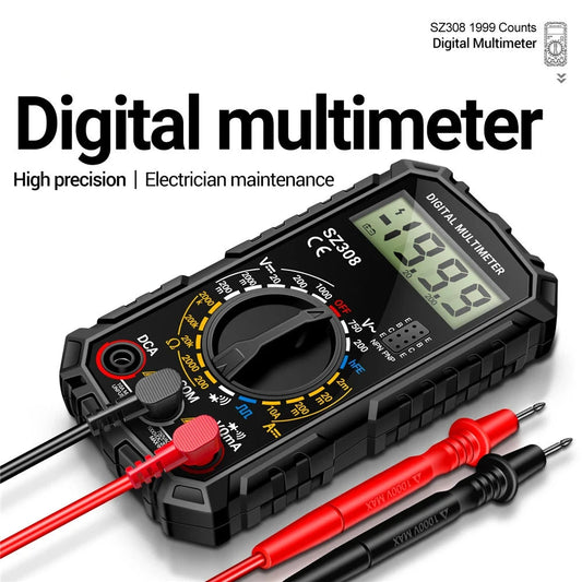 Square Wave Digital Tester 1999 Counts HFE Triode Buzzer Multimeter AC/DC Voltage 10A Current Multimeters Meter Tool