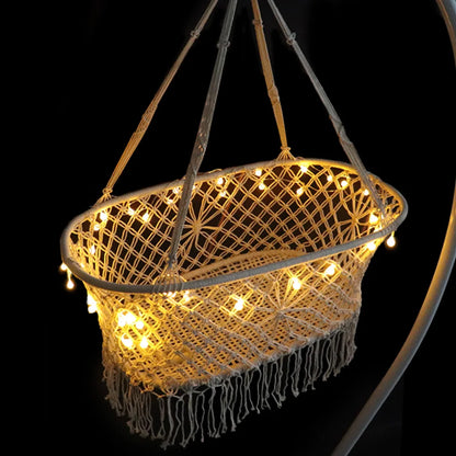 Nordic Style Newborn Indoor and Outdoor Cotton Rope Hammock Hanging Chair Swing Baby Cradle Baby Bed Rocking Chair