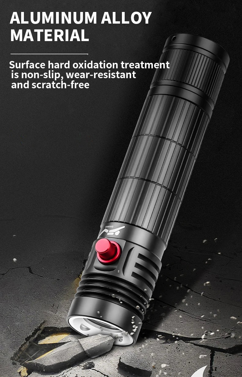 5000LM Professional Diving Flashlight IPX8 Waterproof Underwater LED Torch Rechargeable Dive Light