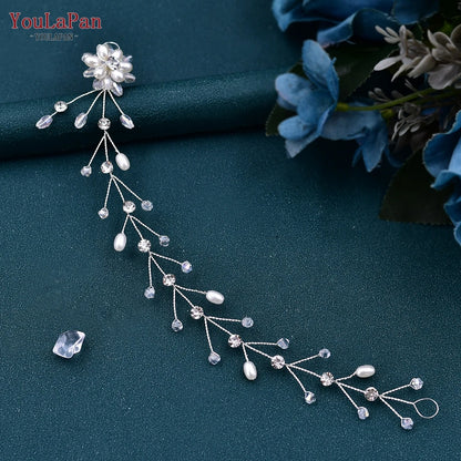 Elegant Pearl Bridal Headband Decoration Crystal Woman Headpiece Wedding Headdress for Bride Hair Accessories