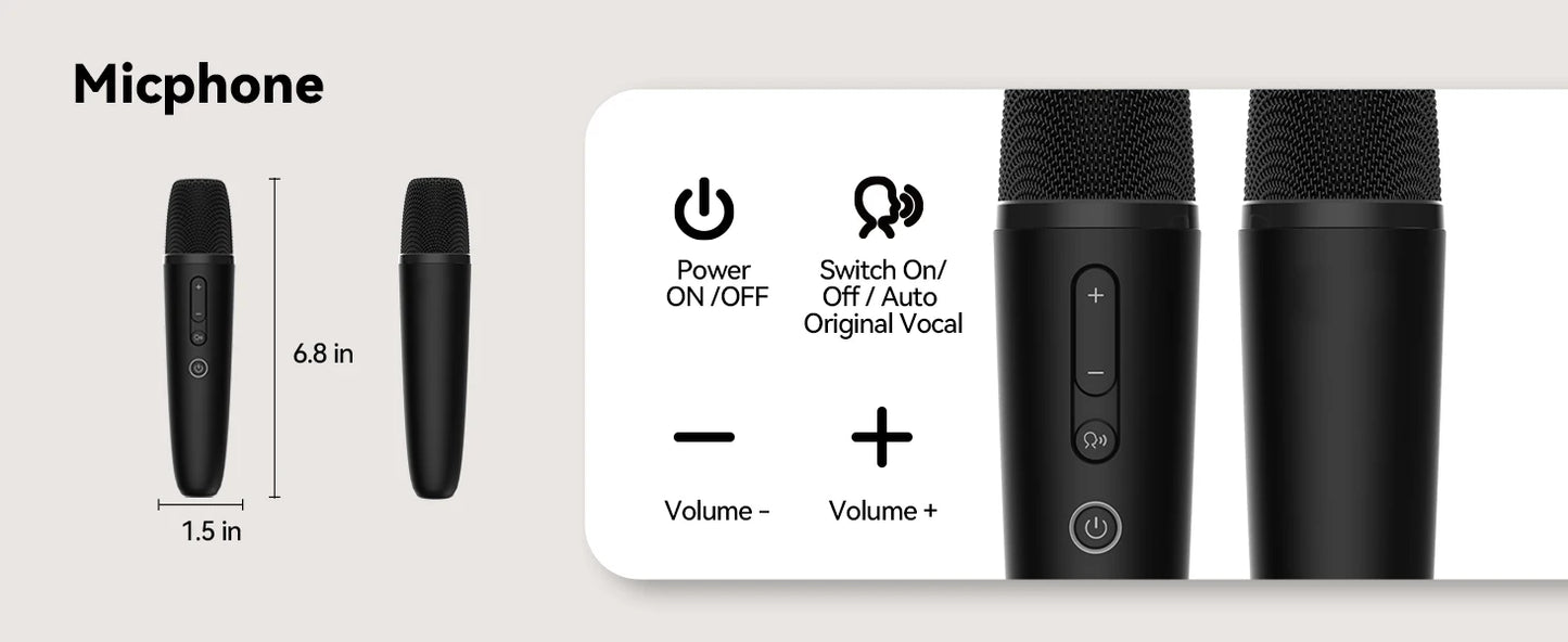 Puremic K3 Karaoke Machine with Dual Wireless Microphones, Rechargeable Dock, HDMI & AUX Support, Unlimited Songs Streaming System