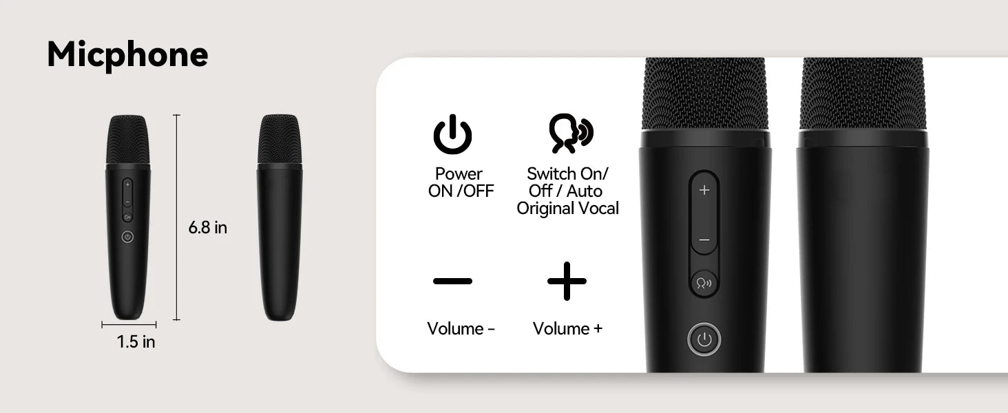 Puremic Karaoke Machine, Free Forever millions songs video MTV karaoke songs streaming karaoke Home Karaoke no Ads with 2 mics