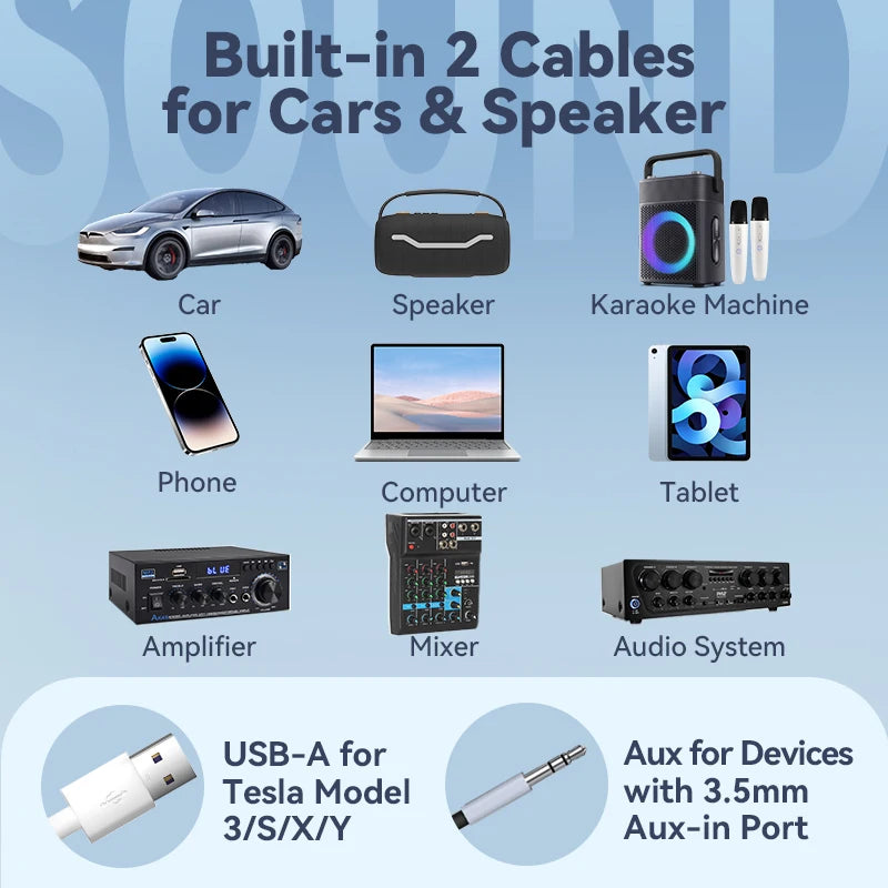 Tesla Karaoke Mic with Portable Bag, Wireless Mic with 8 Joy Effects, Rechargeable Mic with Type-C & Aux in Receiver