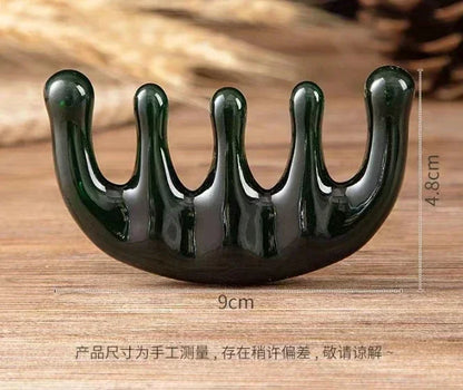 Natural Buffalo Horn Comb Fine Teeth Anti Static Massage Hair Comb with Thickening Round Handle for Head Health Barber Comb