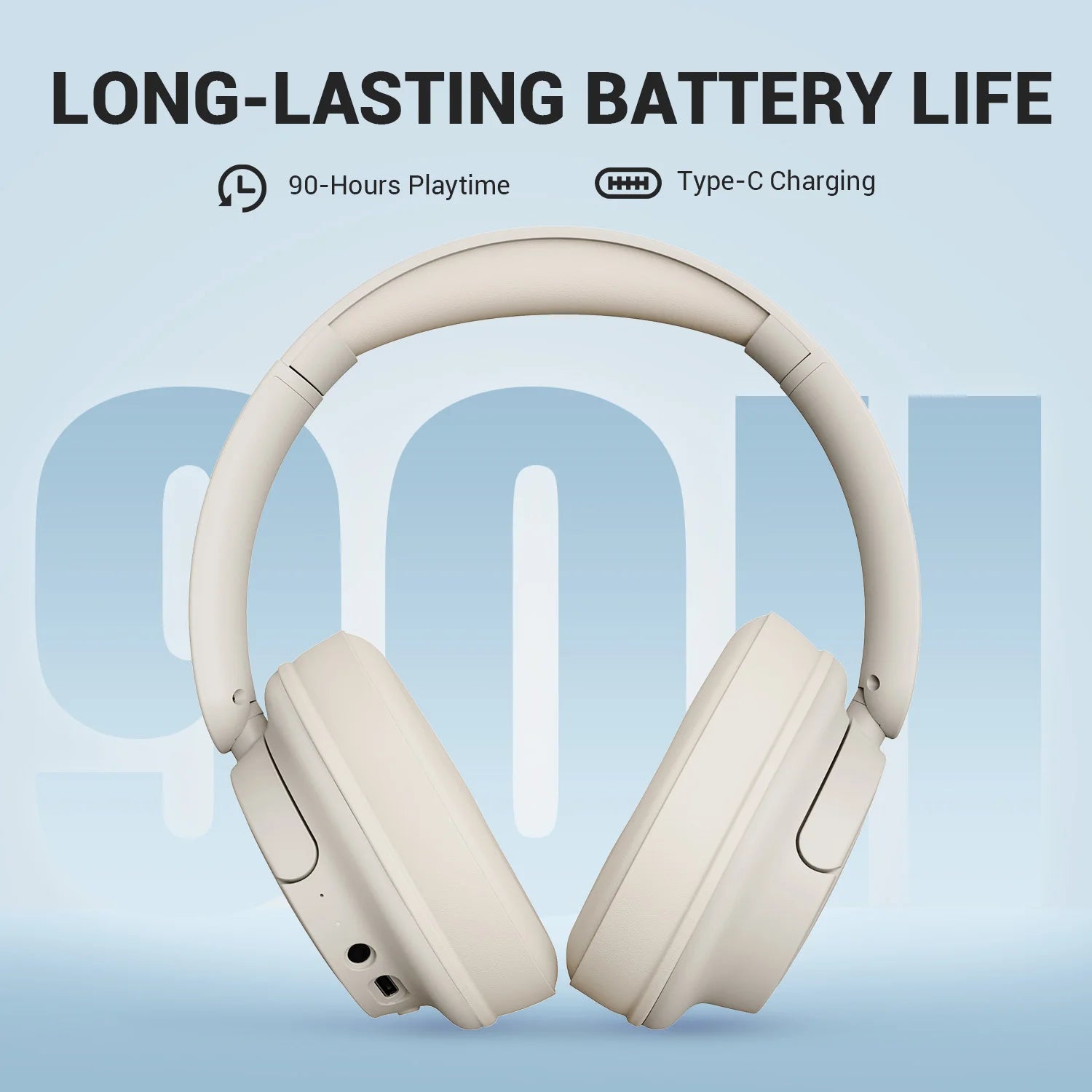 EKSA V16 Wireless Headphones Bluetooth 5.3 Over Ear Headset With Mic Bass/Pop Mode Hi-Res HiFi Wired Headphones 90H APP