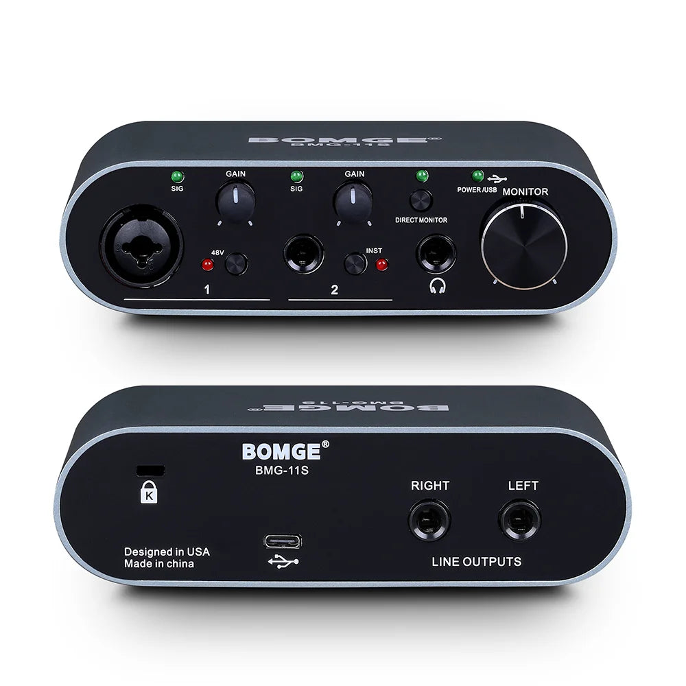 BMG11S USB Audio Interface with 24 Bit 192kHz Recording and Headphone Monitoring Amplifier