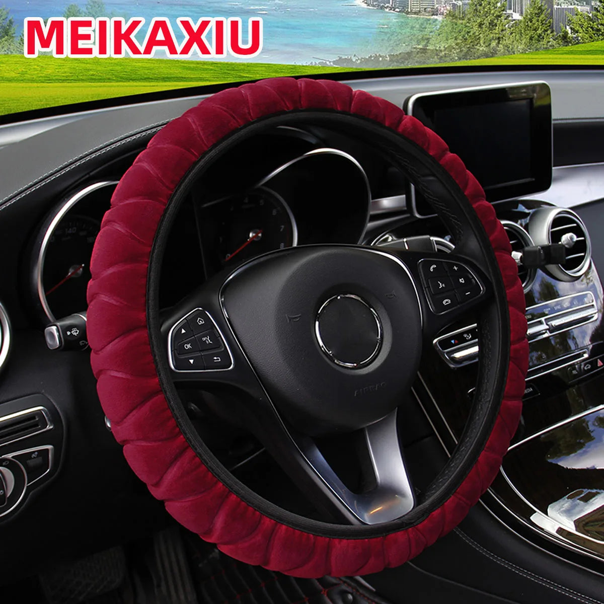 Soft Plush Pressed Flower Car Steering Wheel Cover 37CM 38CM