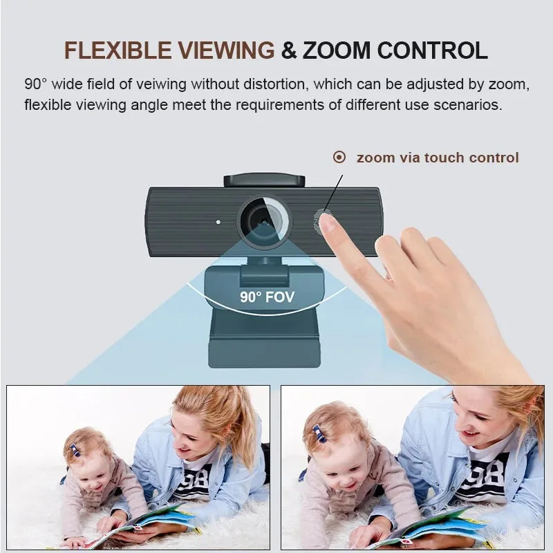 4K Webcam Mini Camera for Pc Autofocus megnetic Privacy Cover Dual Microphone for Live Streaming Online Class Video Conference