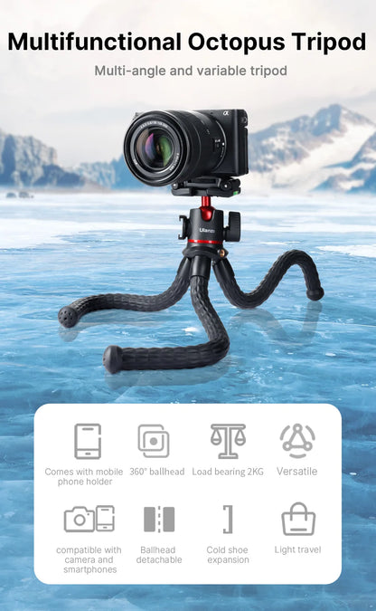 Flexible Tripod DSLR Smartphone DSLR Camera Tripod with Phone Mount Ballhead Vlog Tripods with Cold Shoe