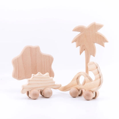 1PC Cute Baby Toys Beech Wooden Animals Dogs Car Cartoon Elephants Montessori Toys For Children Teething Nursing Baby Teethers