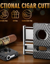 Cigar Cutter,5 in 1 Cigar Cutter Set,Built-in Cigar V Cutter, Flat Cutter, Cigar Punch, Cigar Draw Enhancer and Cigar Holder