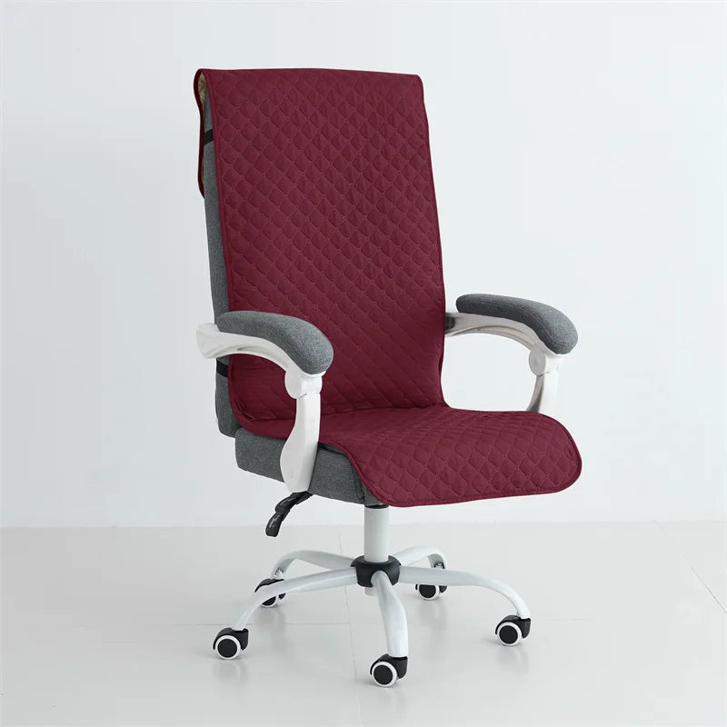 Office Chair Cover Anti-slip Long Boss Office Chairs Pad 1piece with Elastic Strap Swivel Computer Dust Armchair Slipcover