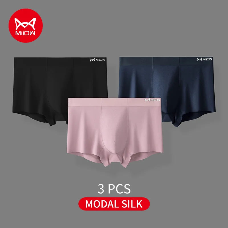 3-Pack Men’s Modal Boxer Shorts – 80 Count, Seamless Silk Crotch