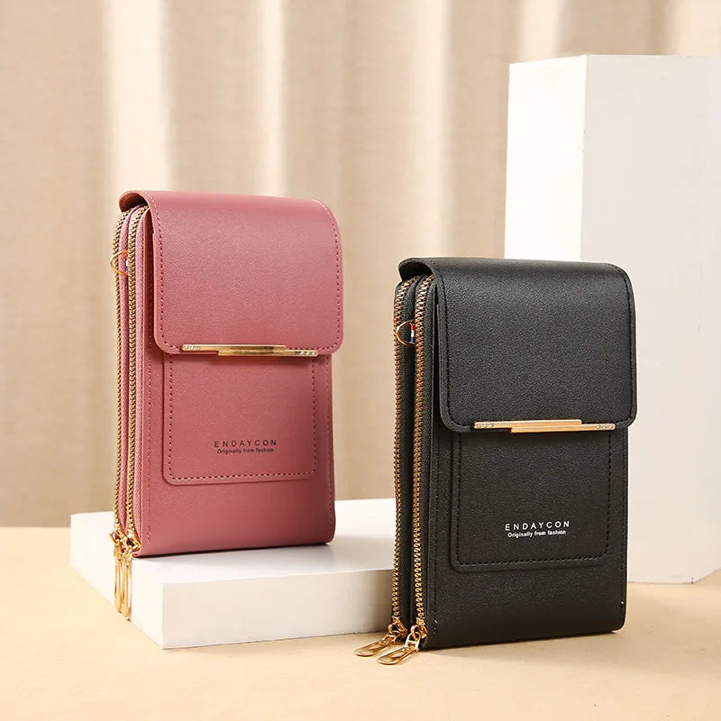 Touch Screen Mobile Phone Purse Soft Leather Shoulder Bag Female Handbags Cheap Small Wallet Crossbody Bags