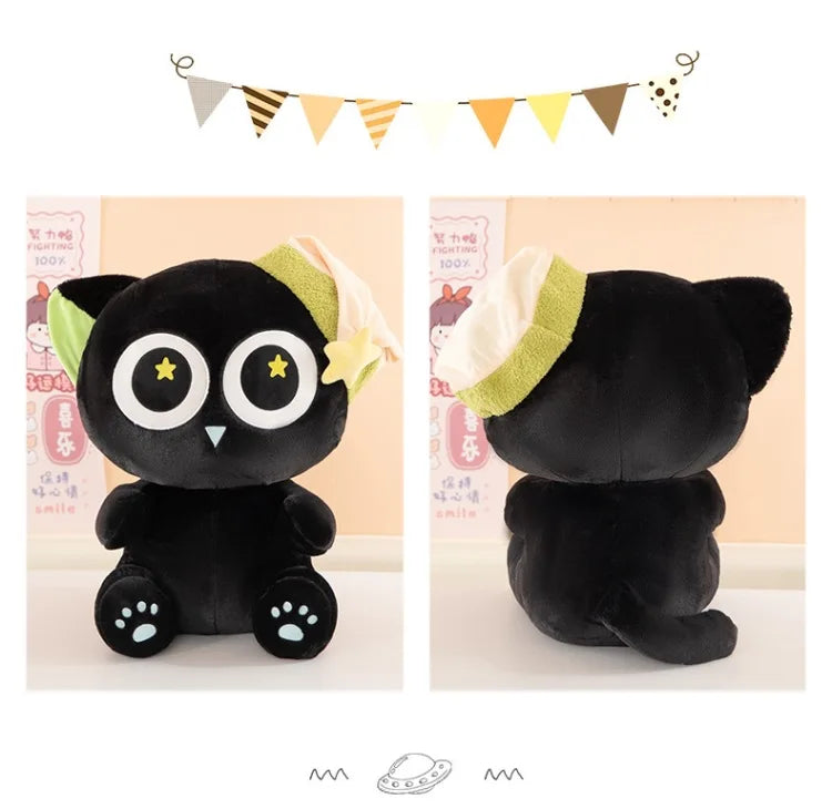 Kawaii Black Cat Plush Stuffed Doll Cloud Pillow Toy