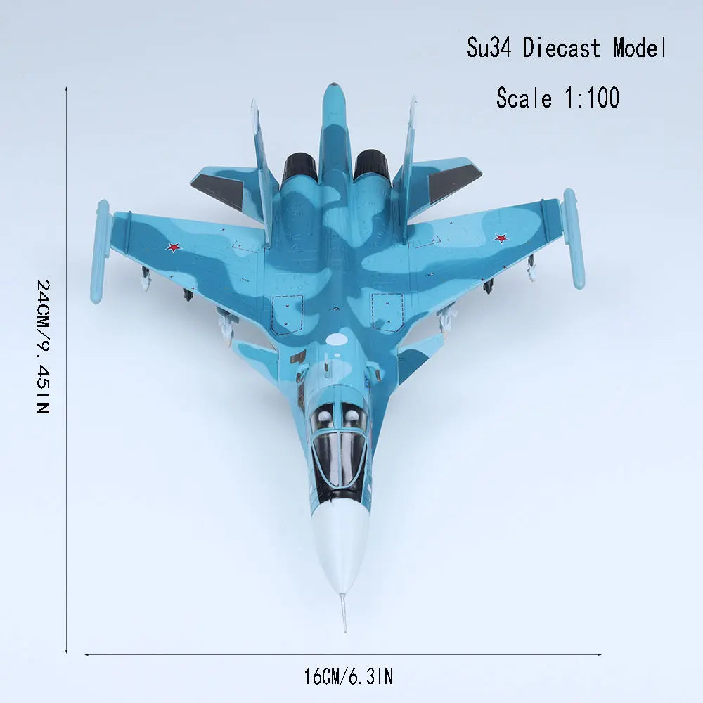 1/100 SU-34 Fullback Alloy Fighter Plane Model