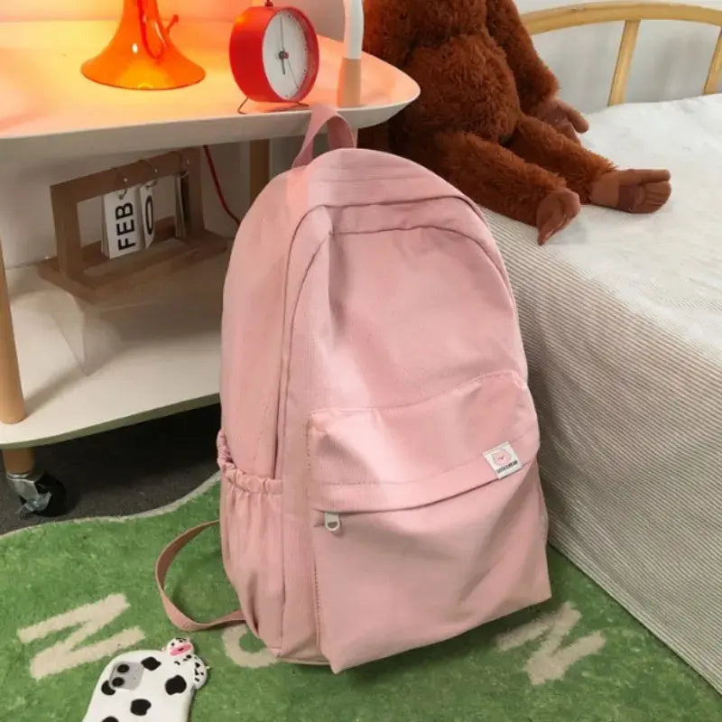 16 inch Backpack Soft Sister Solid Color Large Capacity Student Schoolbag