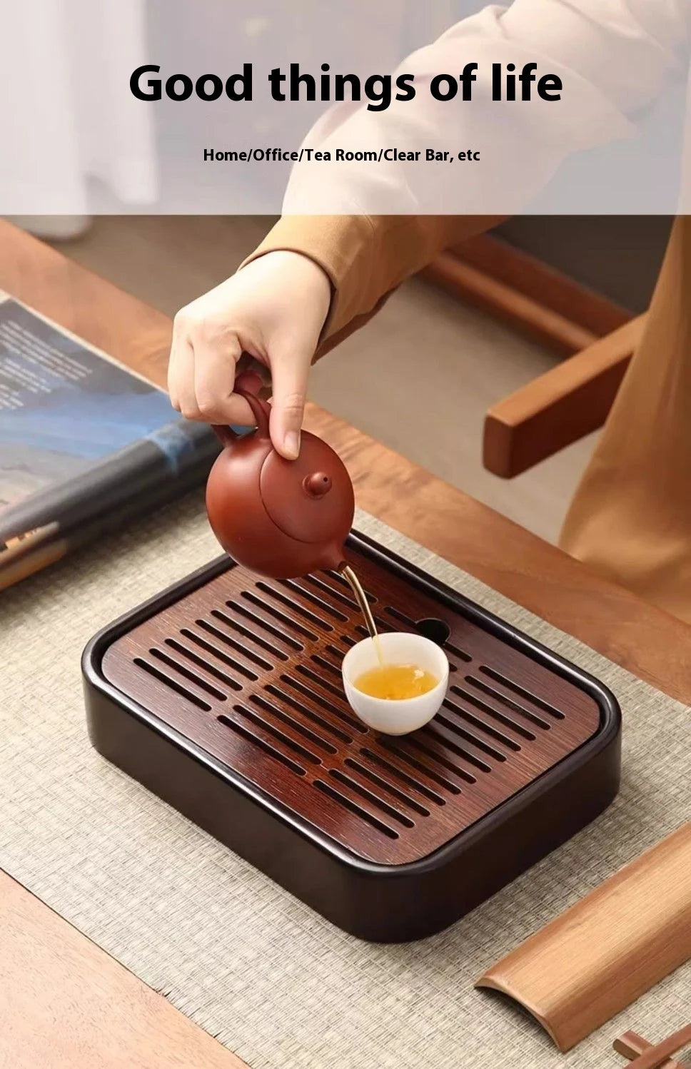 Tea Tray Household Small Dry Brewing And Draining Tea Set Office Tea Table Bamboo Tray Drainage Tea Tray Storage Tray