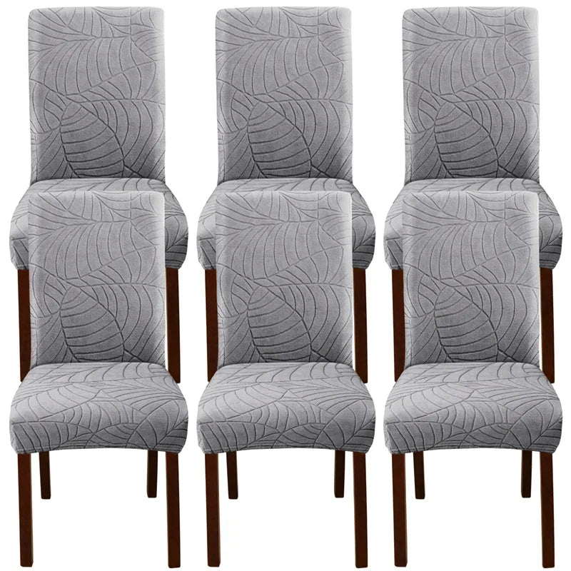 1PC Stretch Dining Chair Covers Leaves Jacquard Seat Covers Universal Size Dust Covers for Hotel Banquet Wedding Chairs Decor