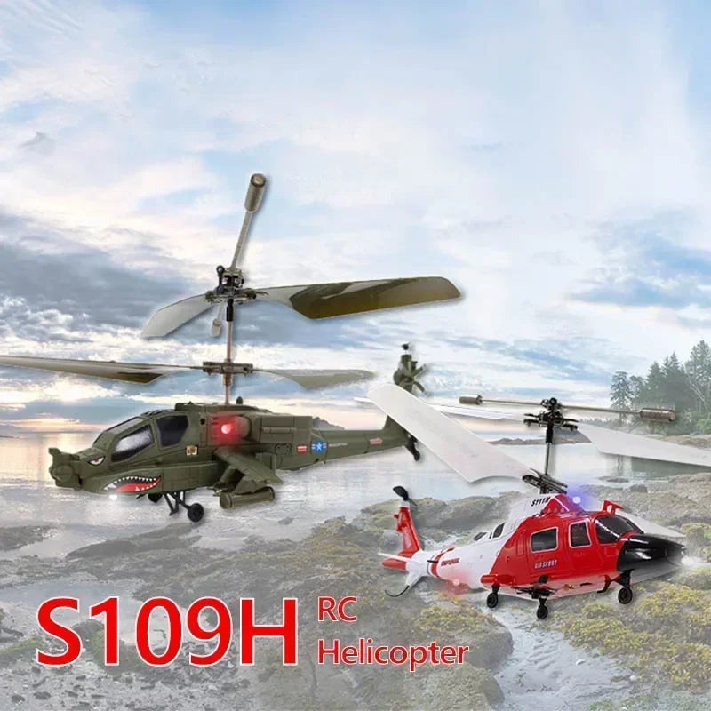 Simulation Apache Twin Paddle S109 Helicopter 20cm Multi-function Remote Control Electric Plane Toy Small Aircraft Gifts