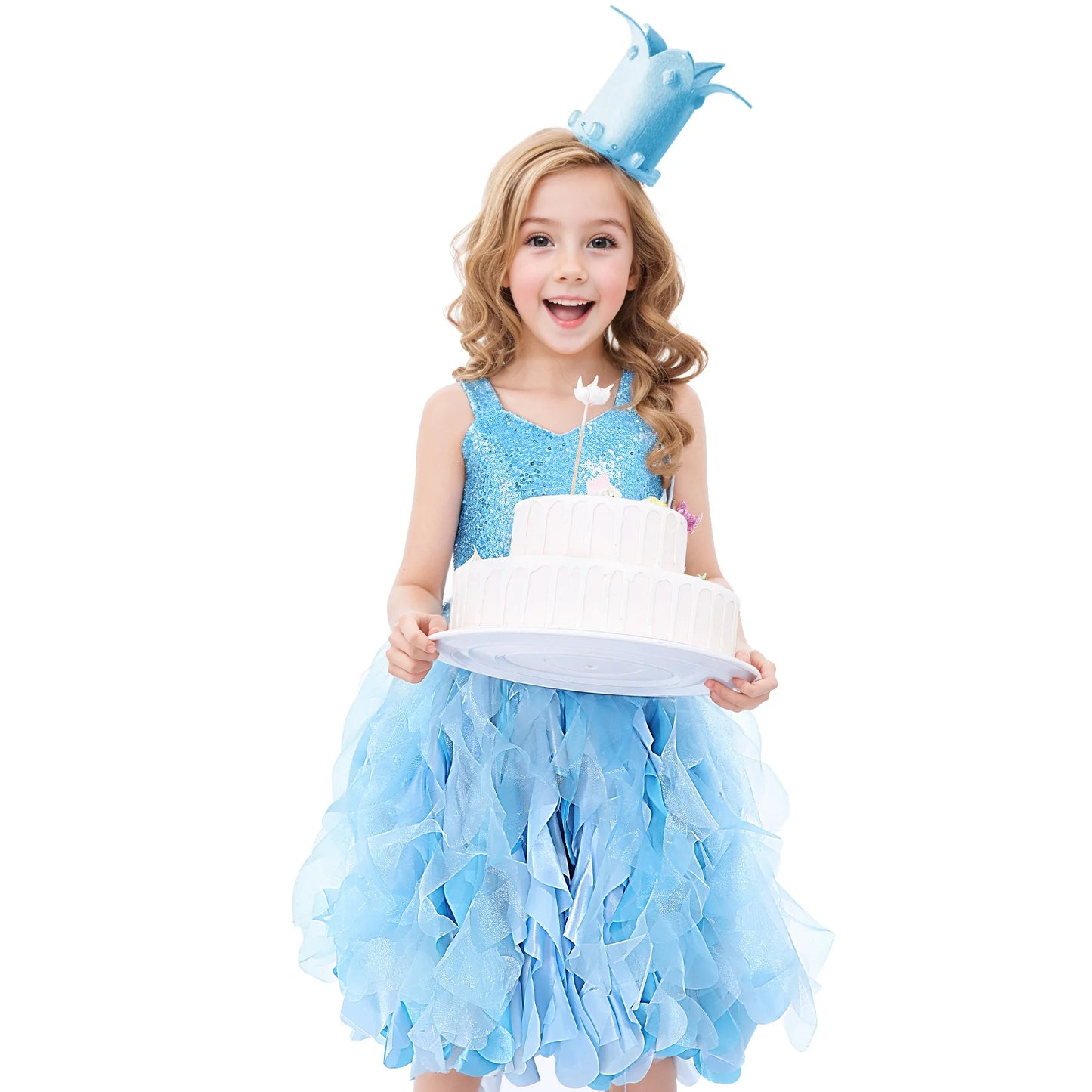 Sequin Pageant Dress with Spiral Hem Birthday Party Gown