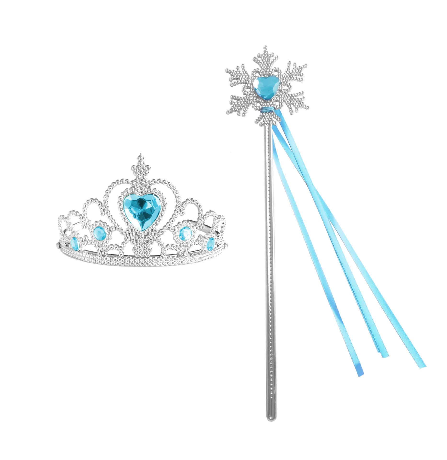 Girl Elsa Cosplay Accessories  Princess Snow Queen Dress Up Jewelry Wand Crown Necklace Earclips Photography Role Play Props