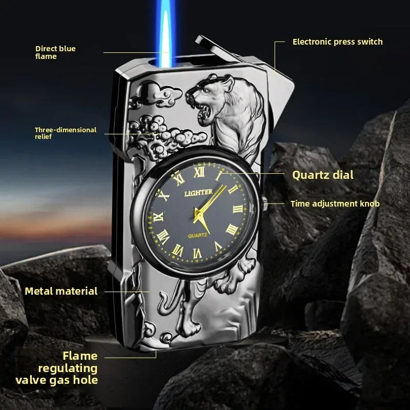 Personalized Quartz Dial Direct Flame Inflatable Lighter, Embossed Pattern To Give Boyfriend Exquisite Gifts, Cigarette Lighter
