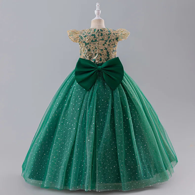 Girls Princess Dress - Fluffy Tulle Ball Gown with Bow Belt First Birthday Party Dress, Flower Girl Wedding Outfit