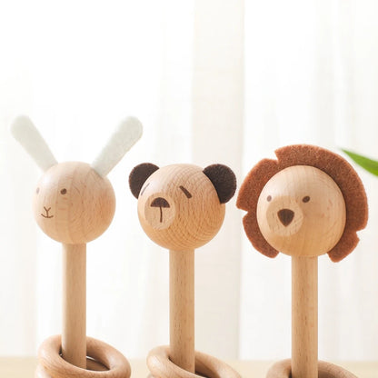 Wooden Montessori Toys For Babies Mobile Rattle Toy Comfort Rattle Toy Beech Wooden Animal Baby Comfort Toy  Nursery Decoration