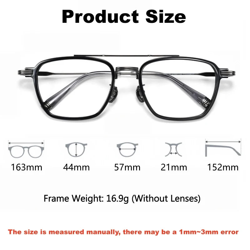 Luxury Lightweight Titanium Pilot Double Bridge Eyeglasses Frames
