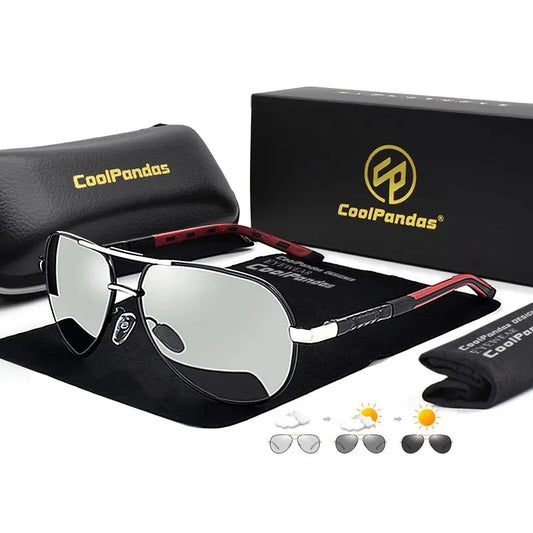 Aviation Men Sunglasses Photochromic Polarized  Anti-Glare Sun Glasses