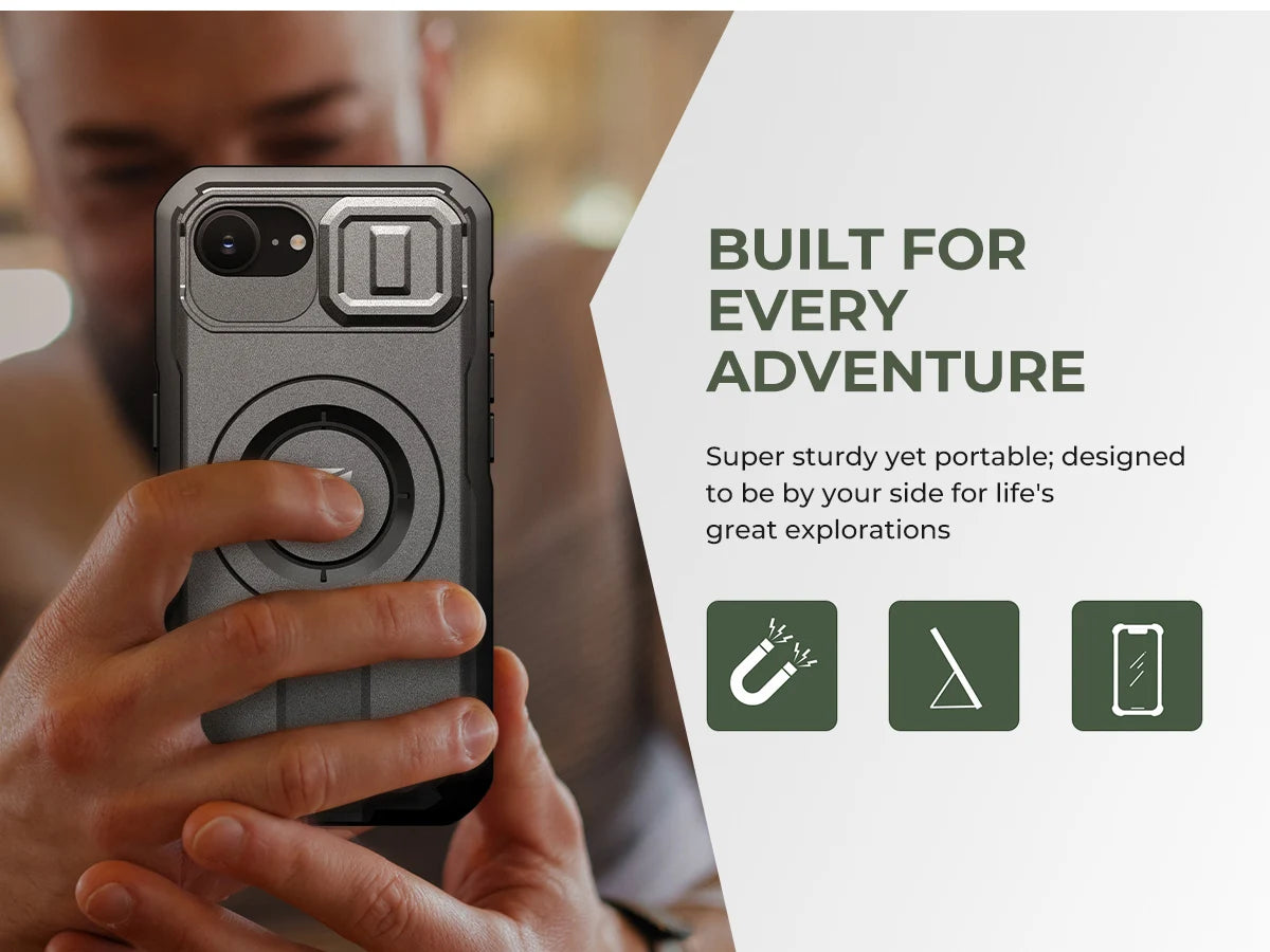 For iPhone 16e Compatible MagSafe Case with Slide Camera Cover and Adjustable Kickstand Shockproof Bumper Slim Protective Case