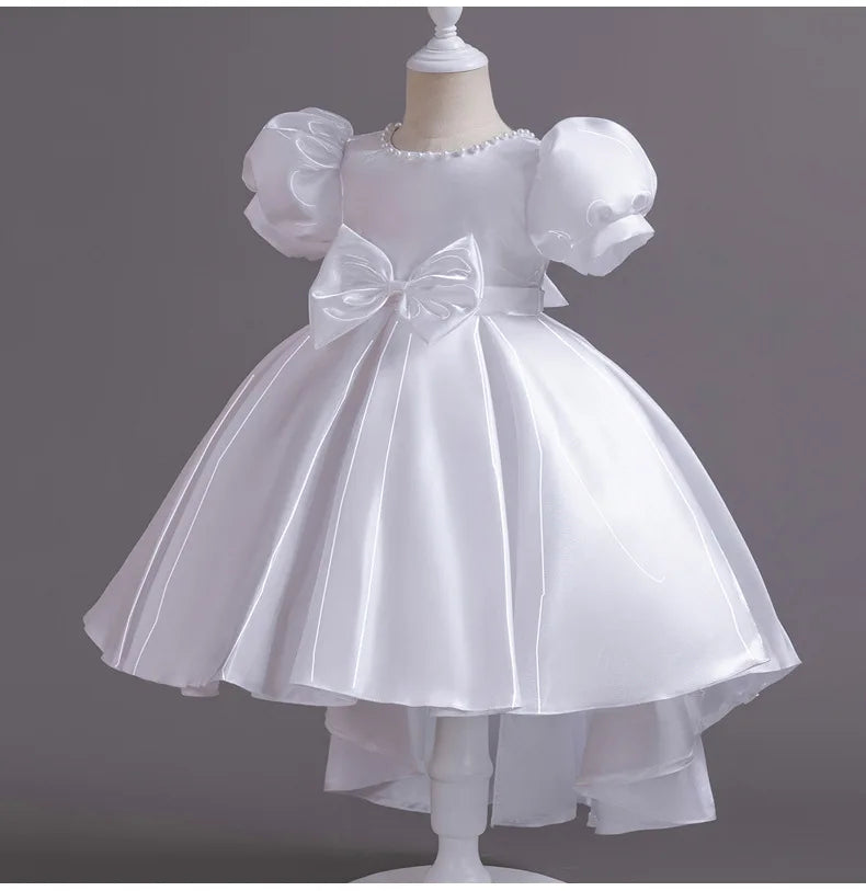Elegant Backless Flower Girl Dress - Girls' Satin Gown for Pageant, Hosting & Walk Show
