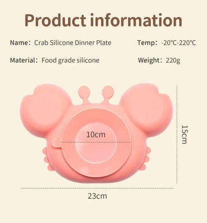 Baby Dish Baby Bowls Plates and Spoons Set Crab Kawaii Dishes Food Silicone Feeding Bowl Non-Slip Babies Tableware Kids Stuff